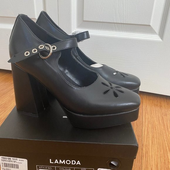 NWT Lamoda Platform Flower Mary Jane Heels Size 10 - Picture 11 of 13